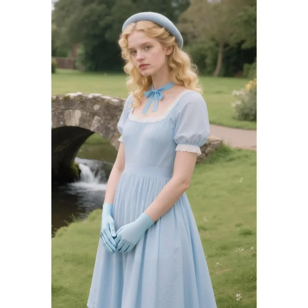 Women's Baby Blue Satin Silk Gloves Banquet Wedding Party Costume Accessories